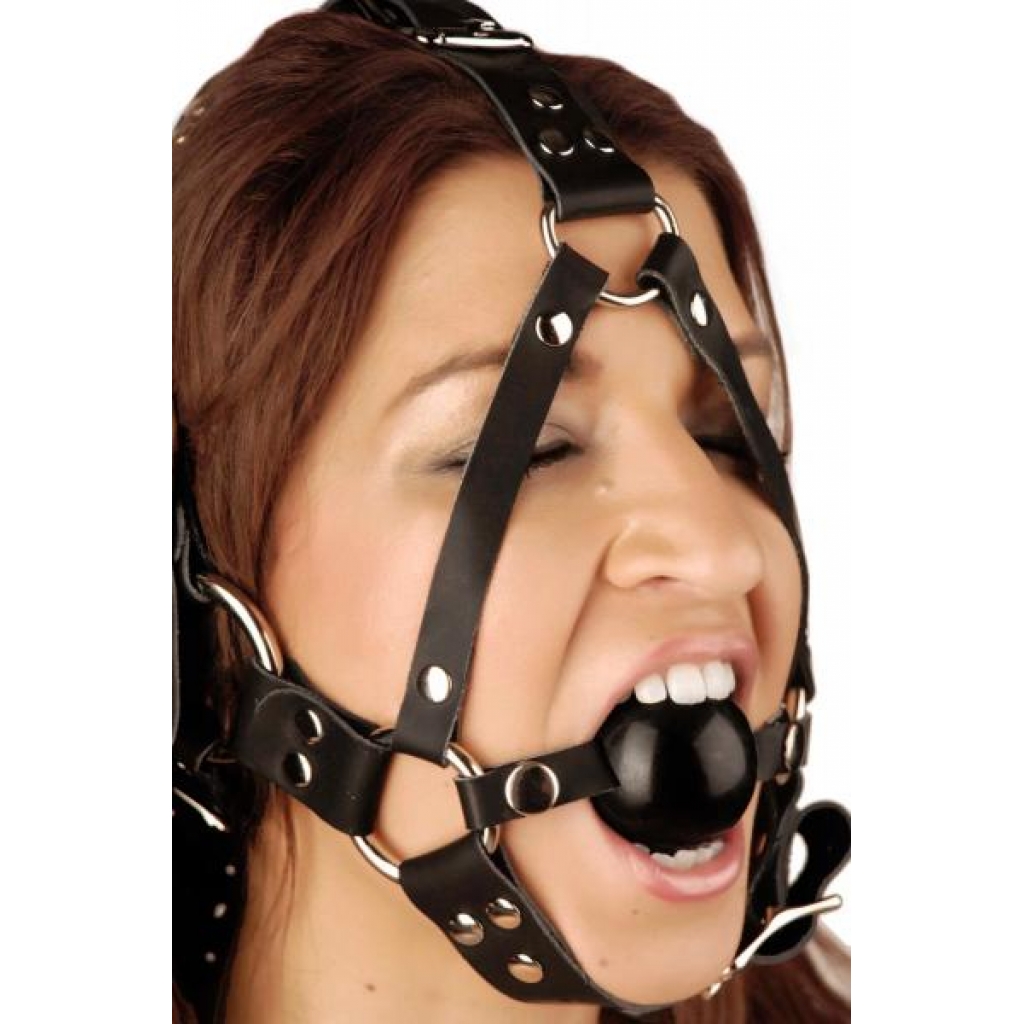 Leather Ball Gag Harness - Secure Restraint