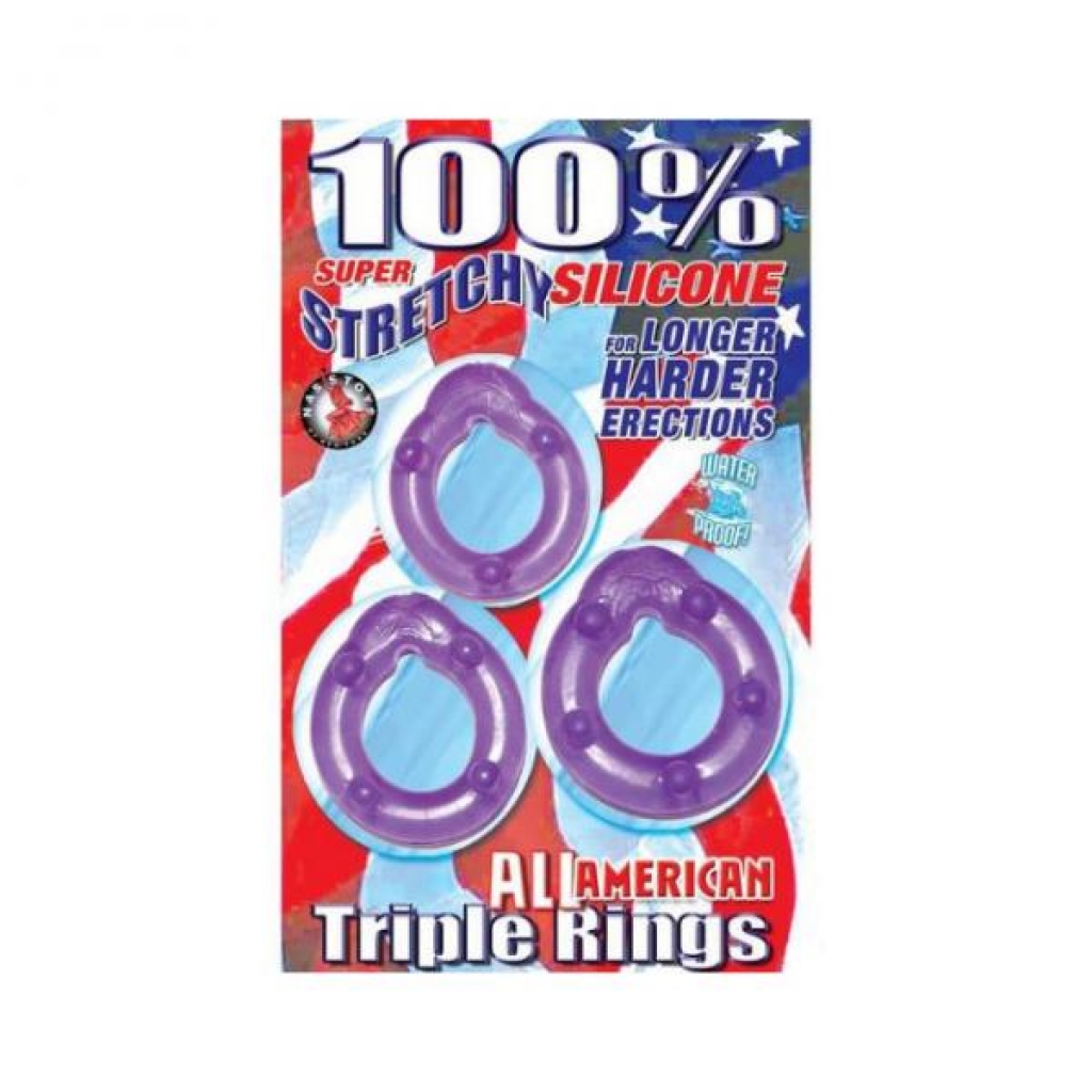 All American Triple Rings for Enhanced Erection Support (Clear/Purple)