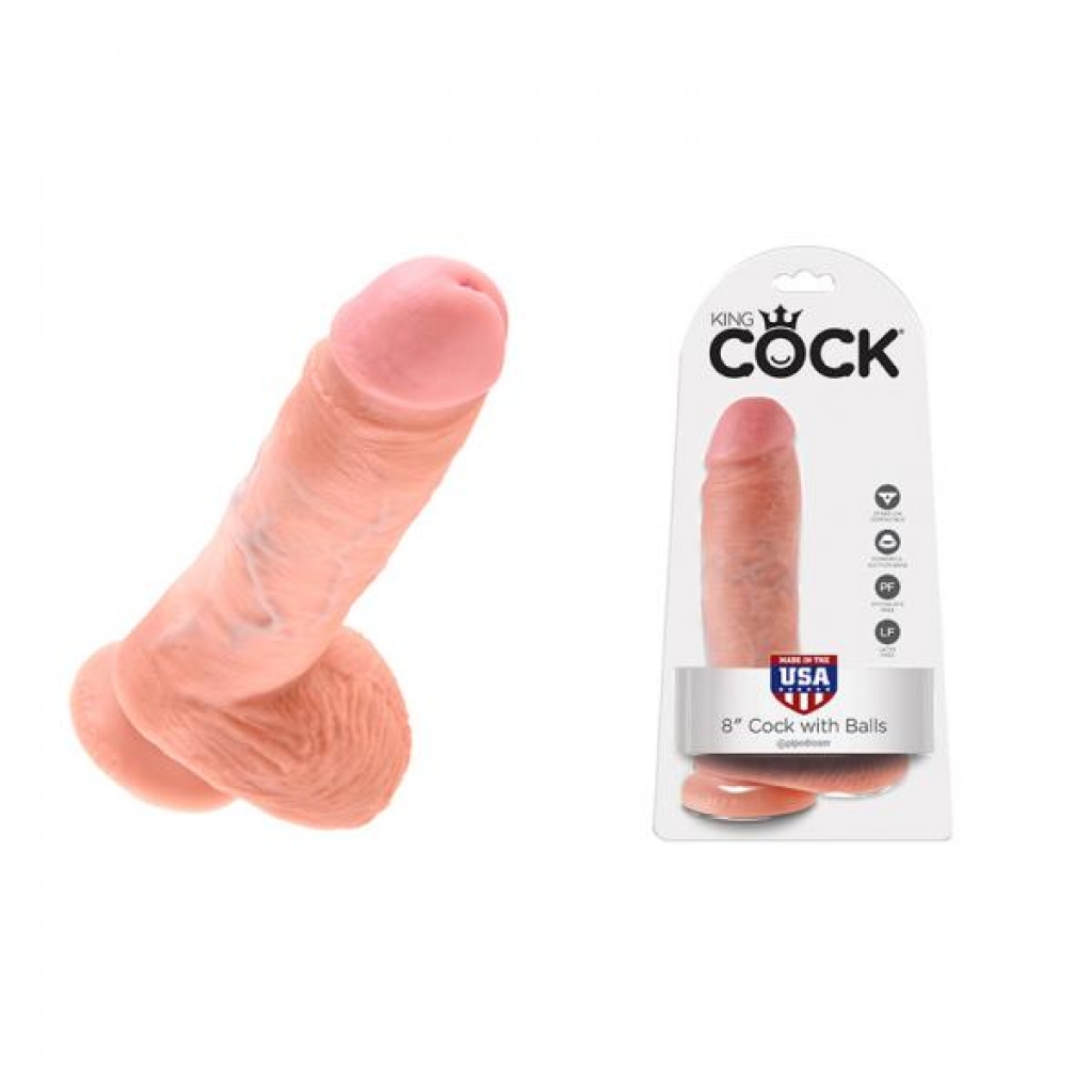 King Cock - 8in Cock W/ Balls - Flesh