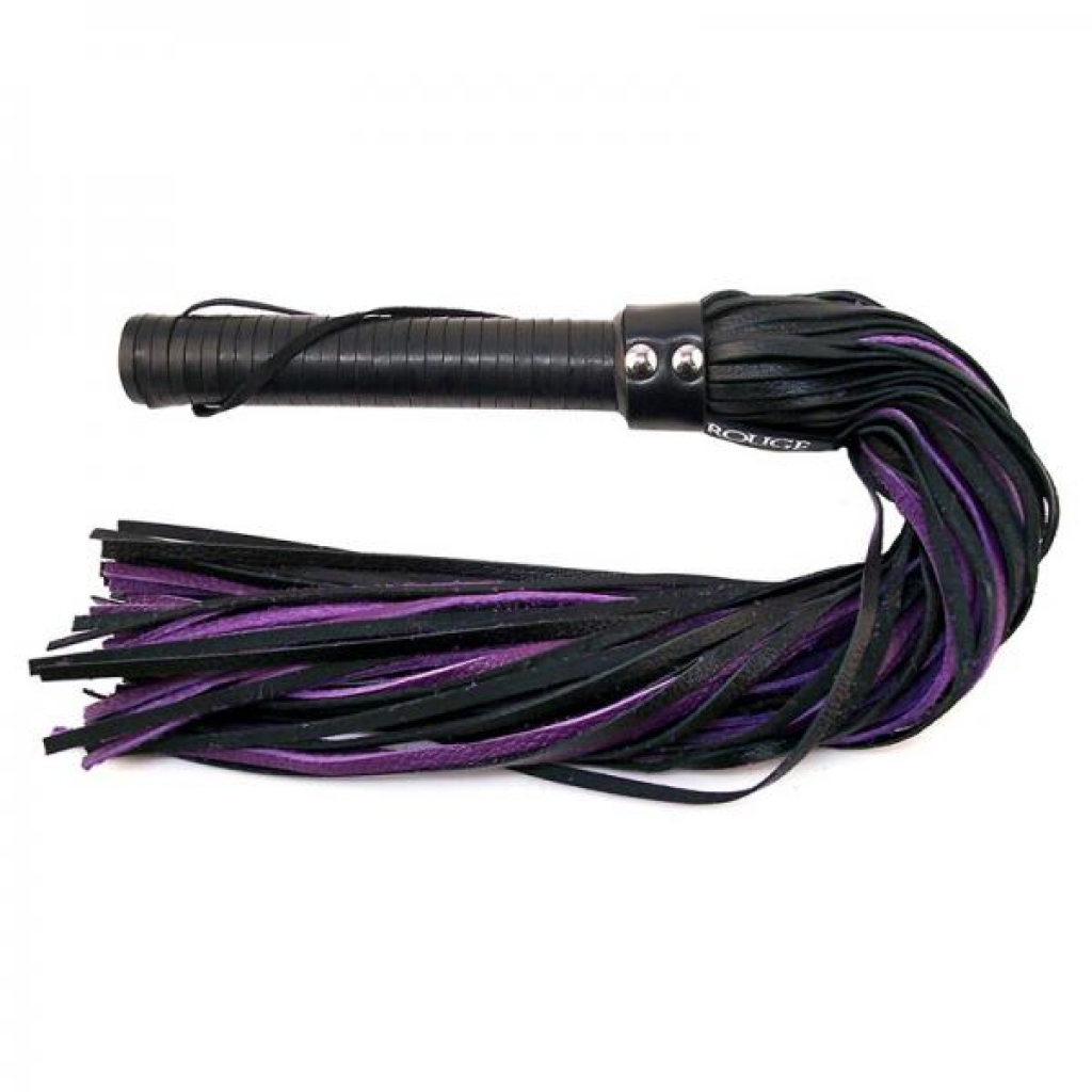 Rouge Flogger with Leather Handle & Floggers - Black/Purple