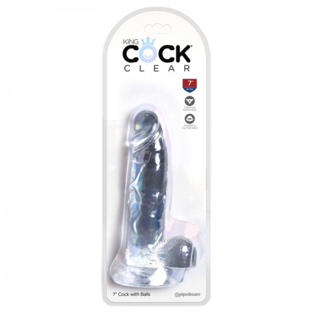 Clear King Cock 7-inch Dildo with Balls