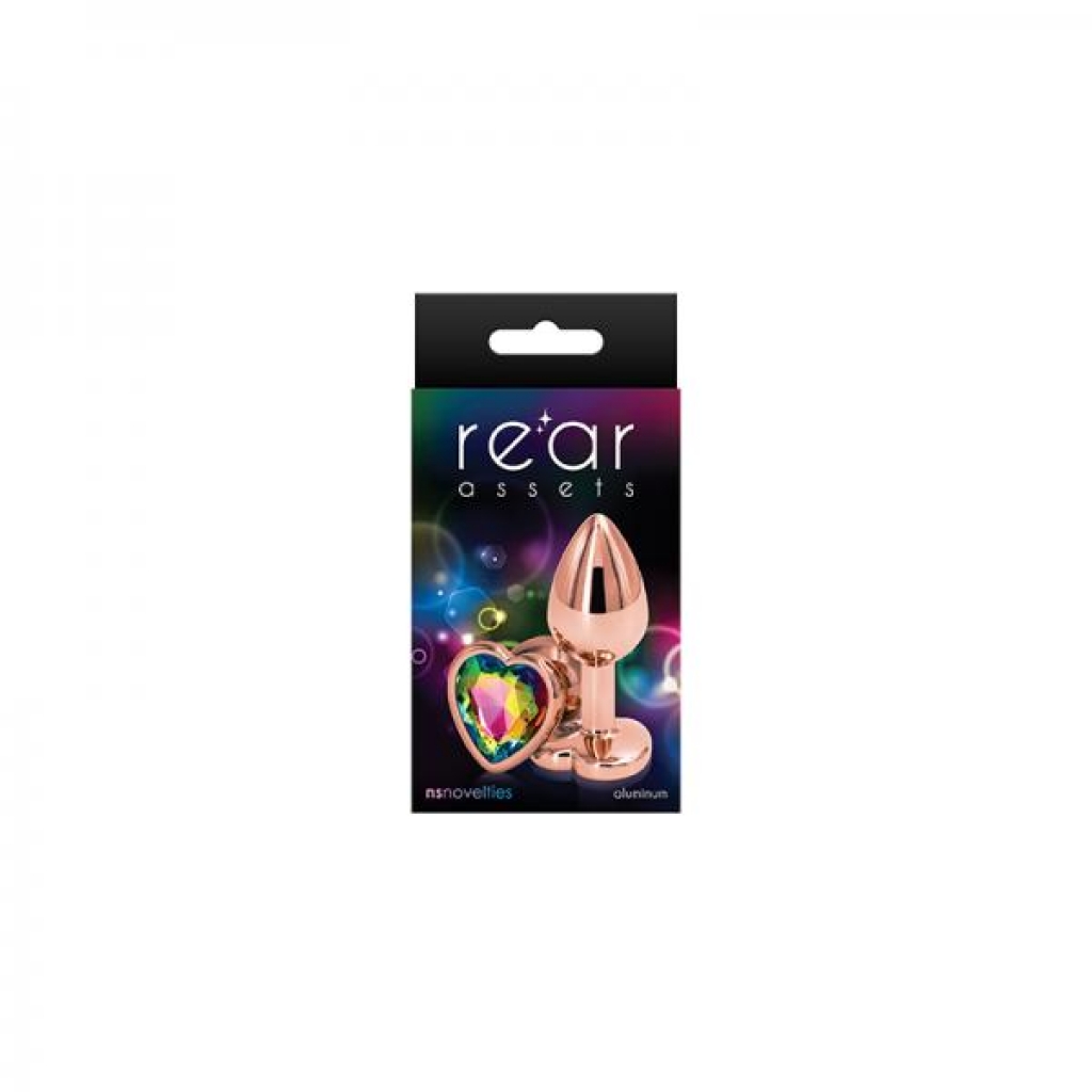 Rear Assets Small Rainbow Heart - Rose Gold