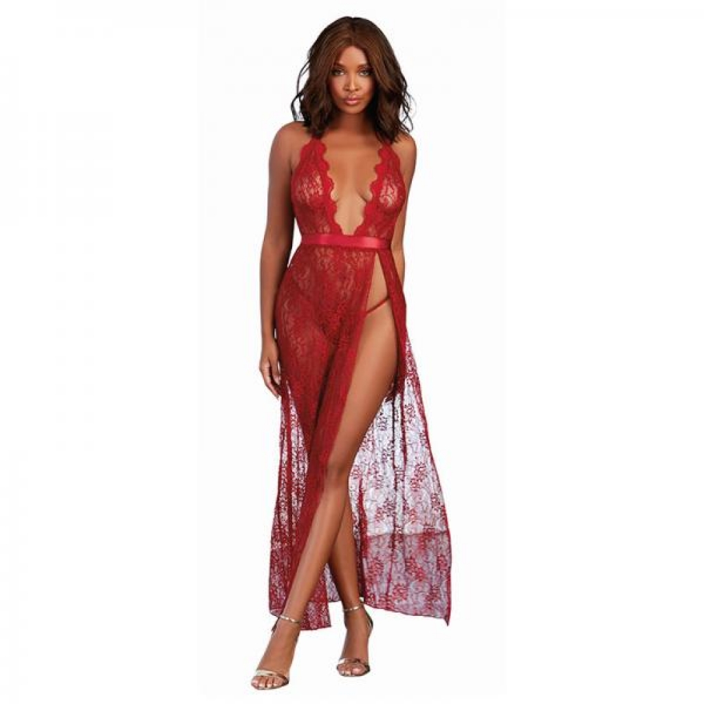 Dreamgirl Lace Gown & G-string Garnet Large