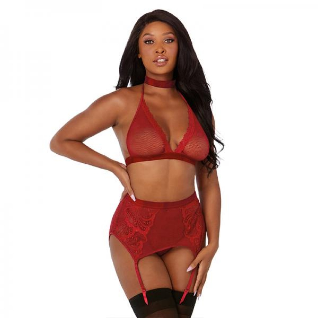 Dreamgirl Fishnet and Lace Four-Piece Lingerie Set