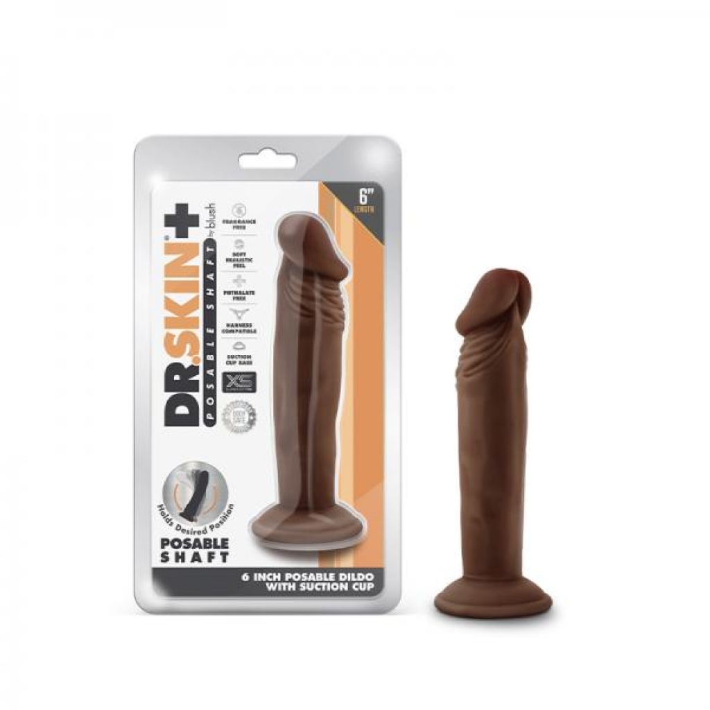 Dr. Skin Plus 6 In. Posable Dildo: Chocolate