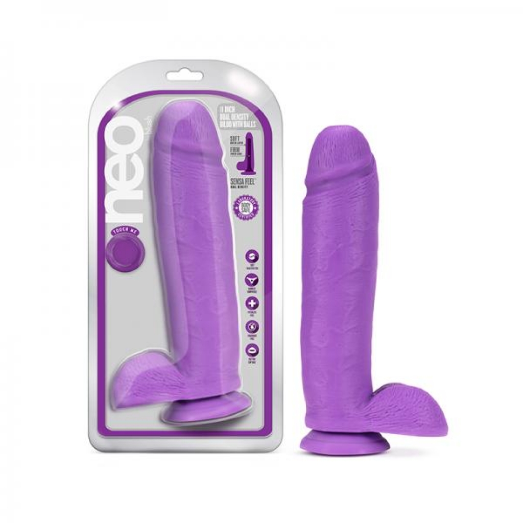 Neo Dual Density Dildo - 11 In. (Neon Purple)