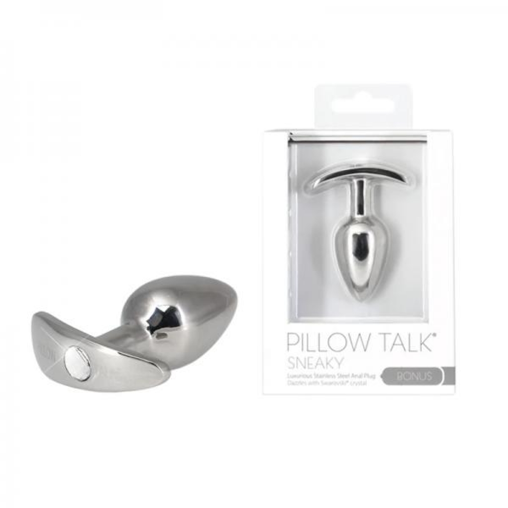 Pillow Talk Sneaky Stainless Steel Butt Plug with Swarovski Crystal