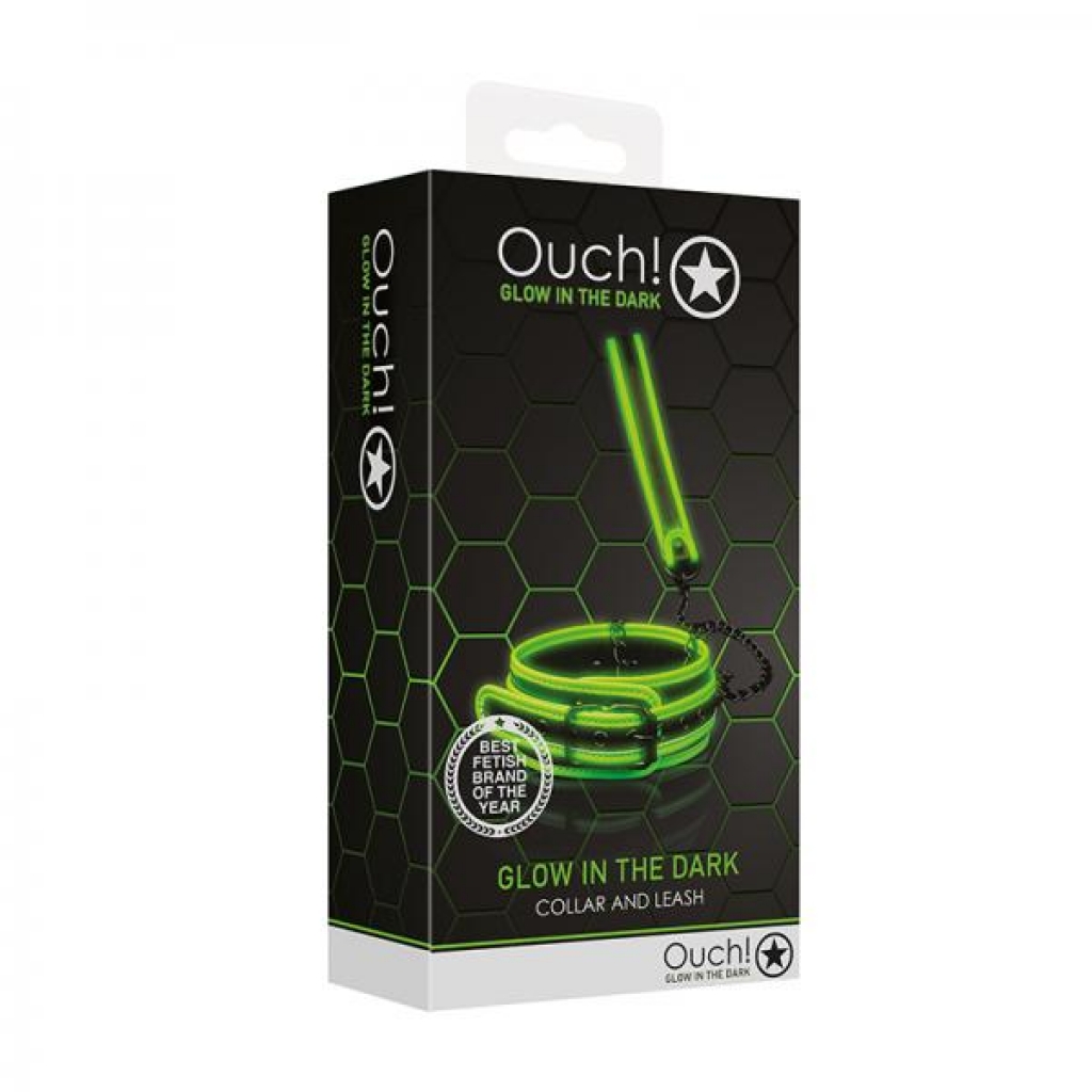 Ouch! Glow In The Dark Collar and Leash - Green