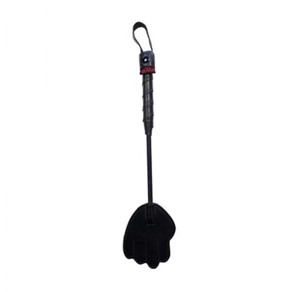 Rouge Mini Leather Hand Riding Crop - Black