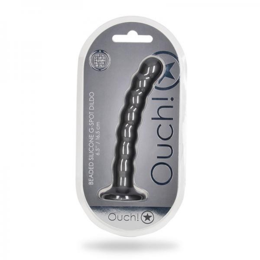 Shots Ouch! Beaded Silicone G-spot Dildo - Gunmetal