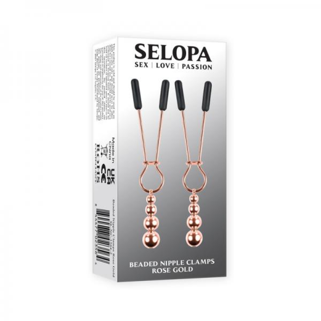 Beaded Nipple Clamps with Stainless Steel - Rose Gold