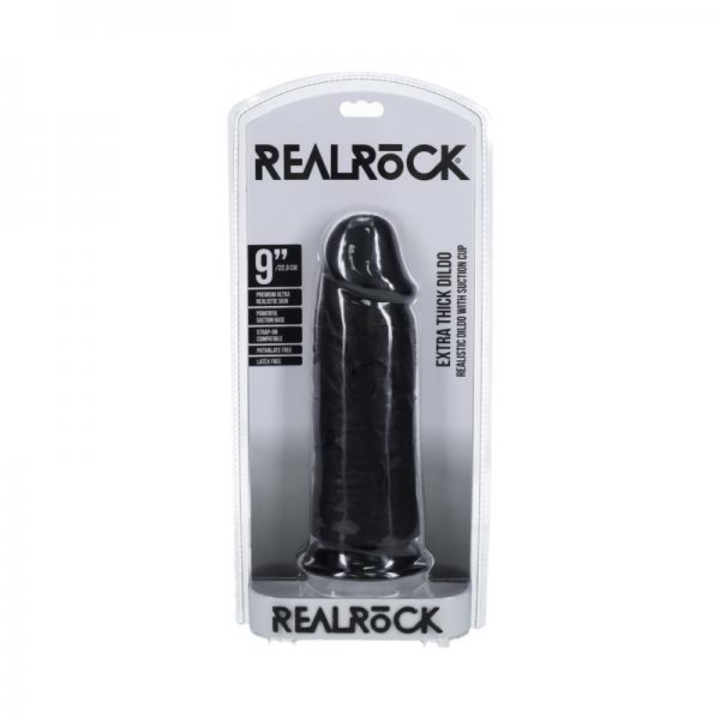 Realrock Extra Thick 9 In. Dildo - Black