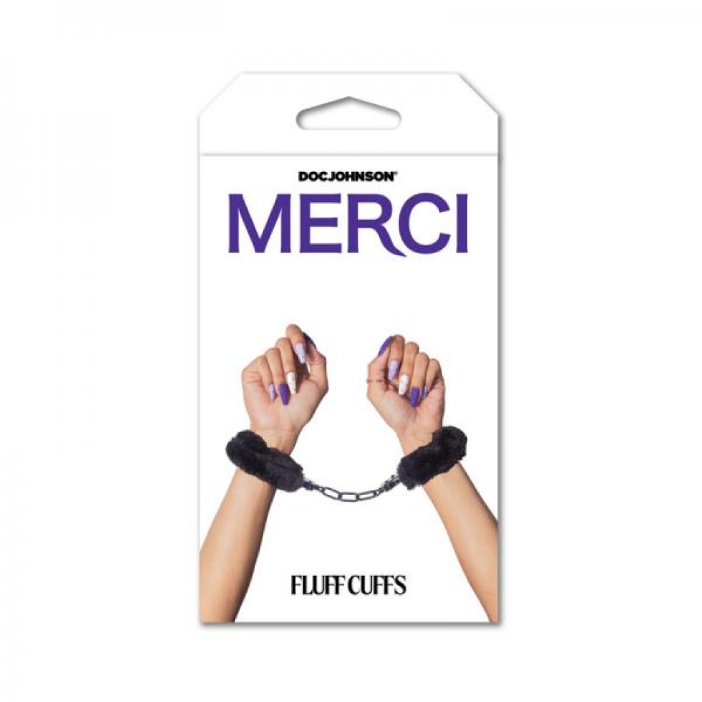 Merci Fluff Cuffs - Luxurious Bondage Accessory - Black