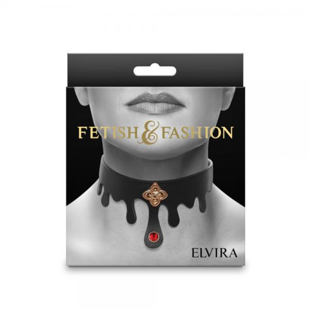 Fetish & Fashion Elvira Collar - Elegant Bondage Accessory - Black