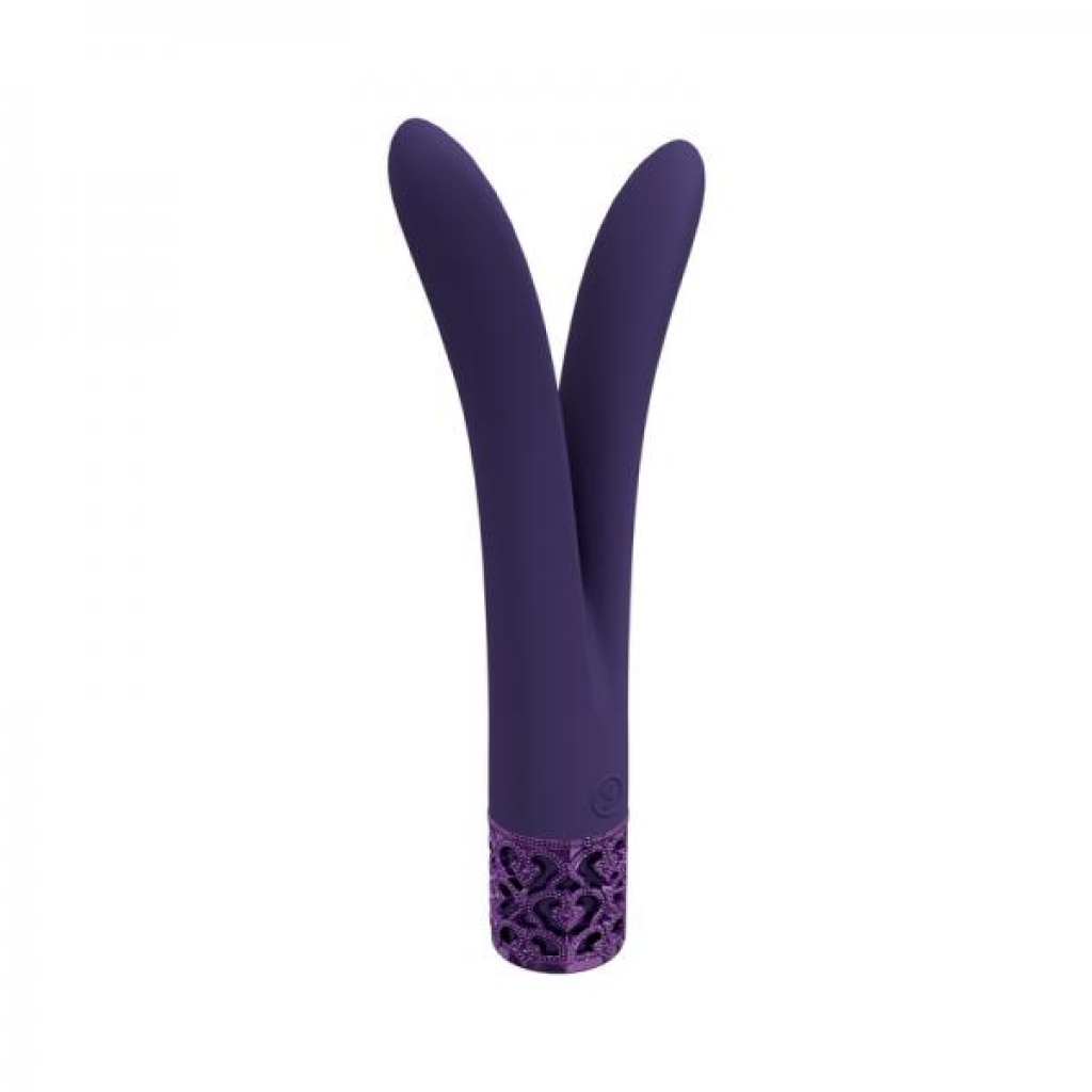 Royal Gems Dueling Queens Silicone Rechargeable Vibrator - Purple