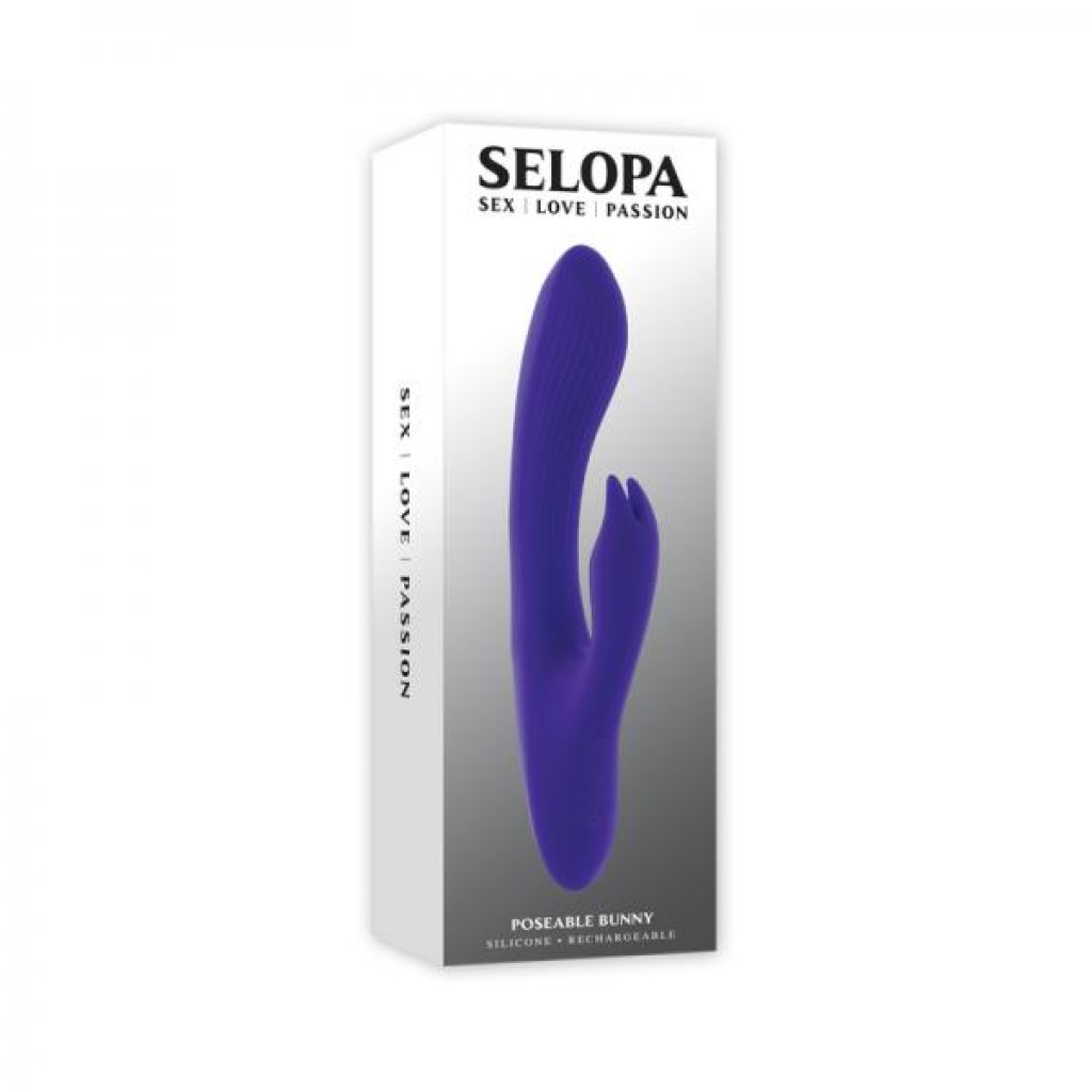 Selopa Poseable Bunny Rechargeable Dual Stimulator - Silicone Purple