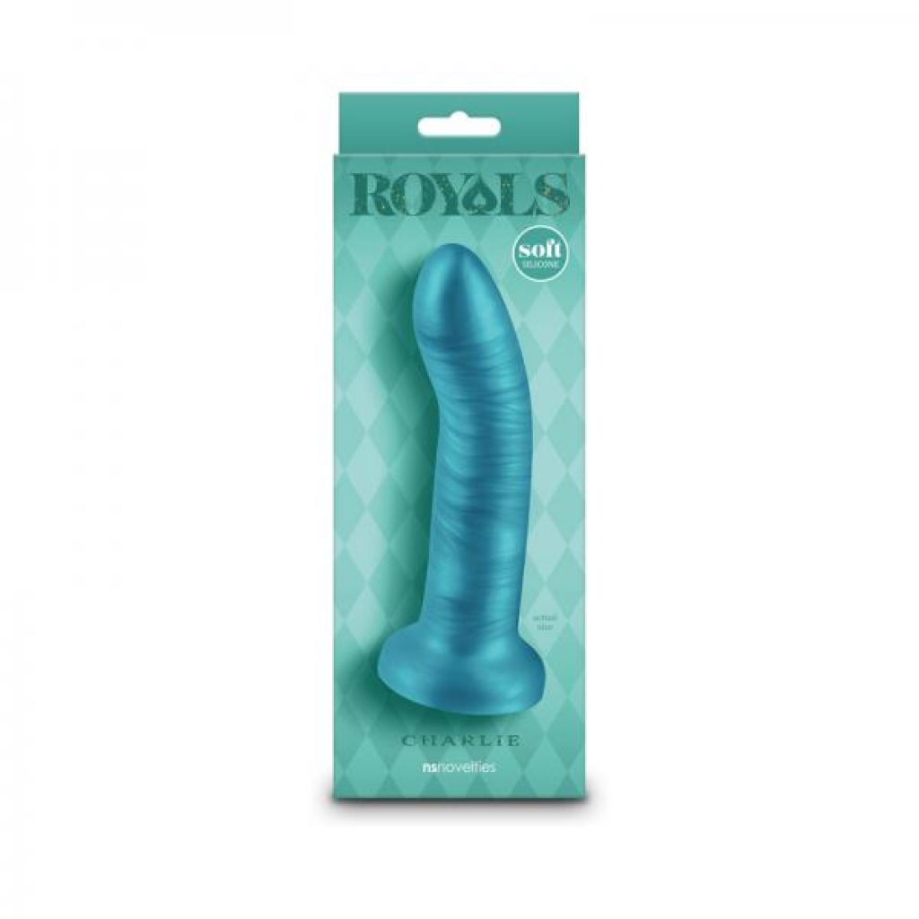 Royals Charlie 6 In. Metallic Curved Dildo - Teal