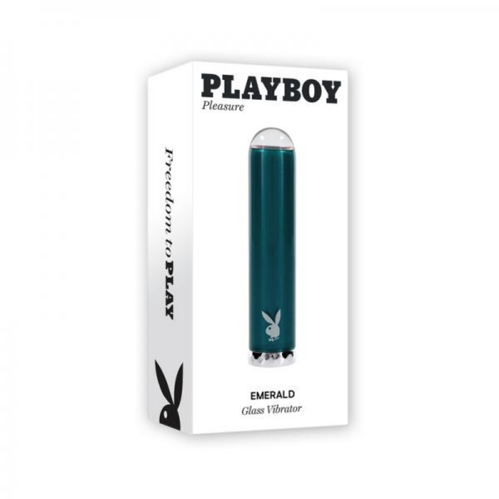 Playboy Emerald Rechargeable Vibrating Glass Mini Vibe - Deep Teal