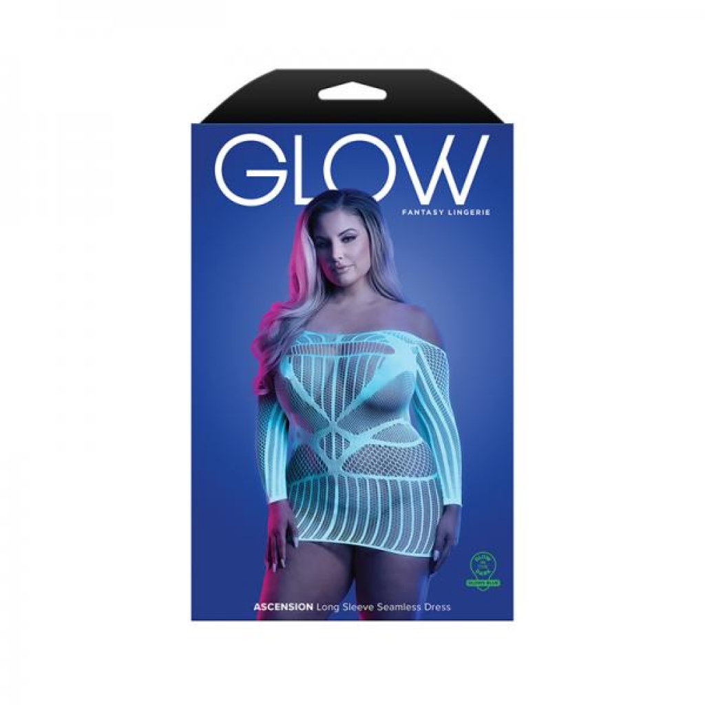 Fantasy Lingerie Glow Ascension Glow-in-the-dark Seamless Long Sleeve Dress Queen Size - Dresses