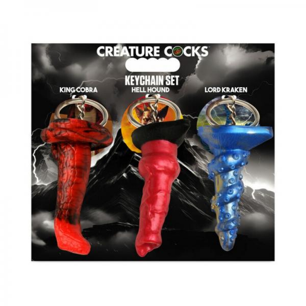 Creature Cocks Hell-hound, Lord Kraken & King Cobra Silicone Keychain Set - Bras