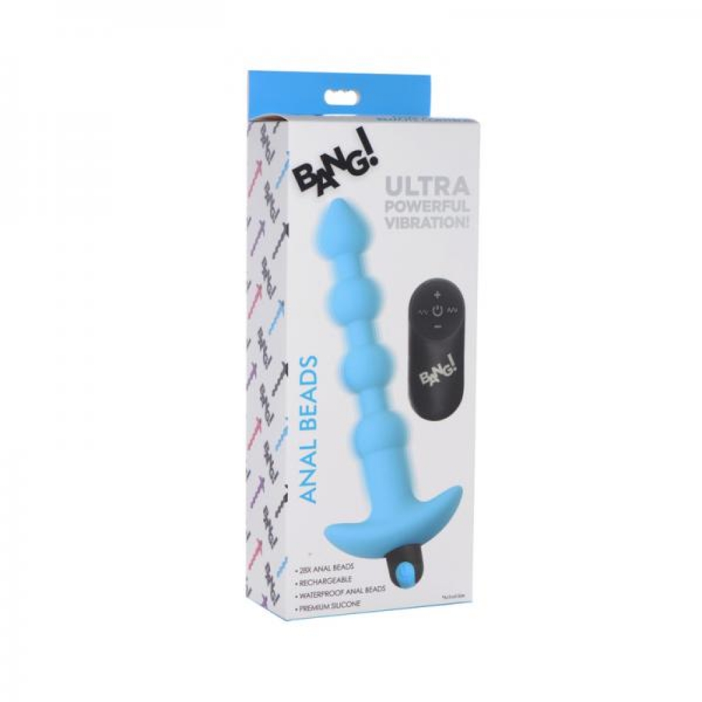 Bang! Vibrating Silicone Anal Beads with Remote Control - Blue