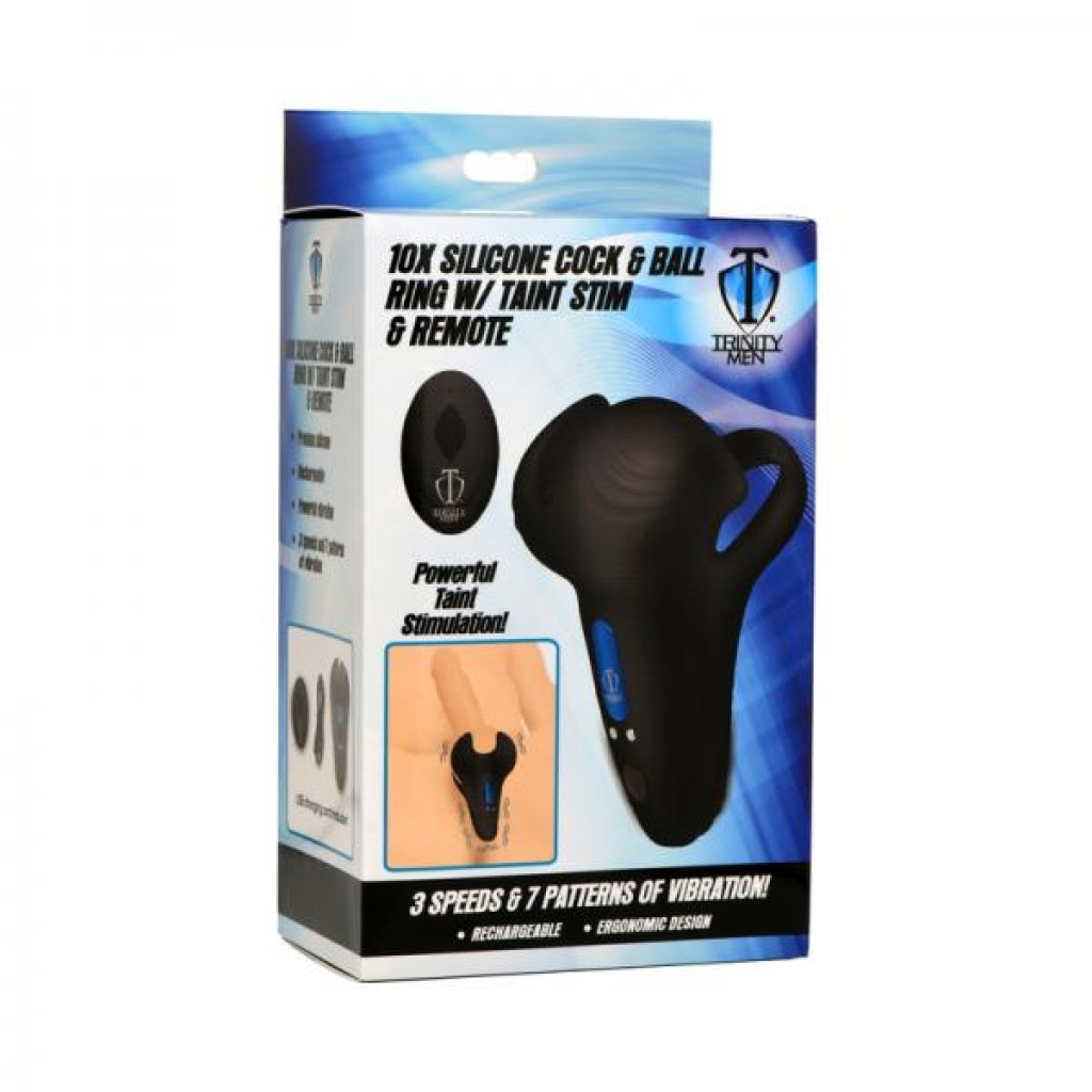 10x Silicone Cock & Ball Ring with Taint Stimulation and Remote Control