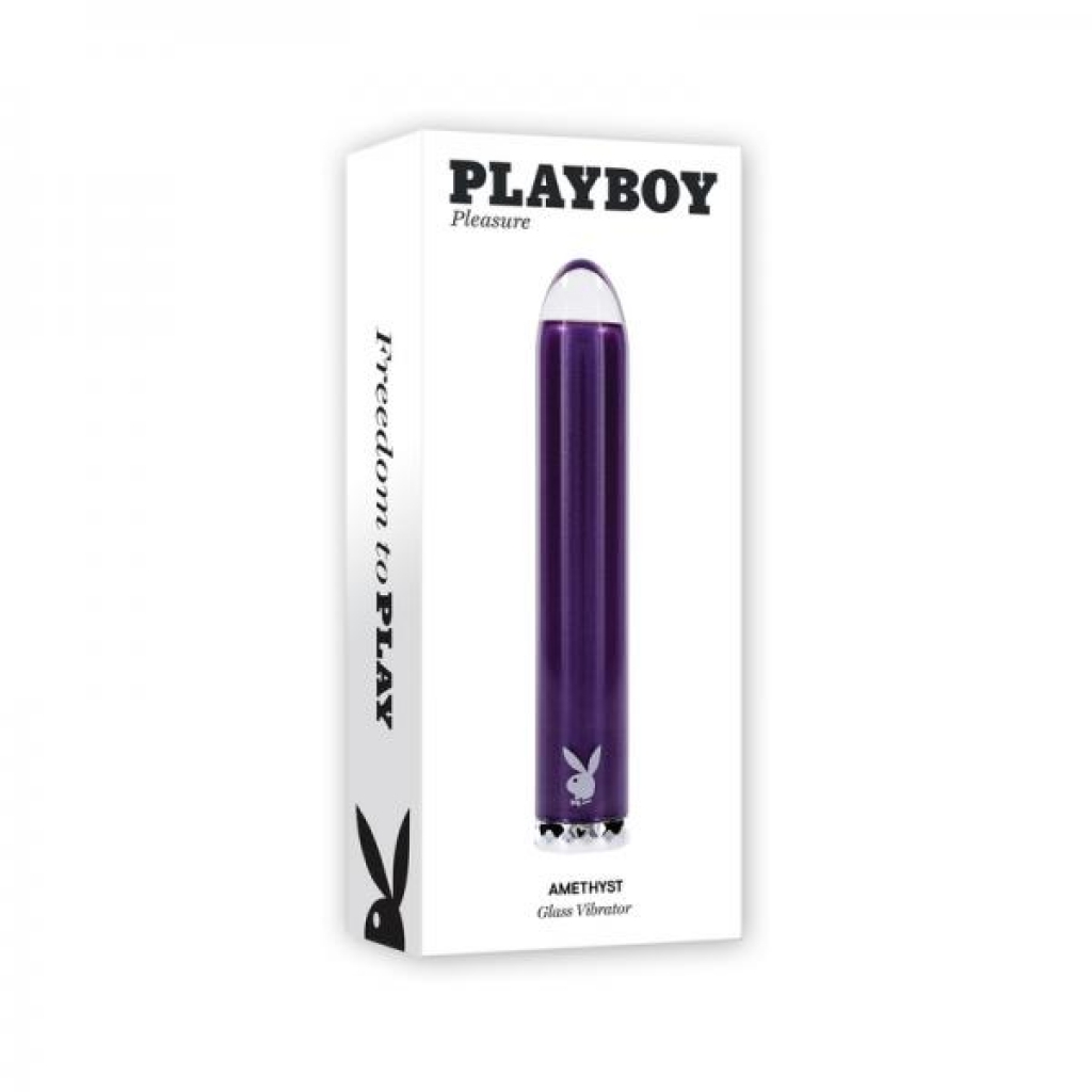 Playboy Amethyst Rechargeable Vibrating Glass Vibe - Purple