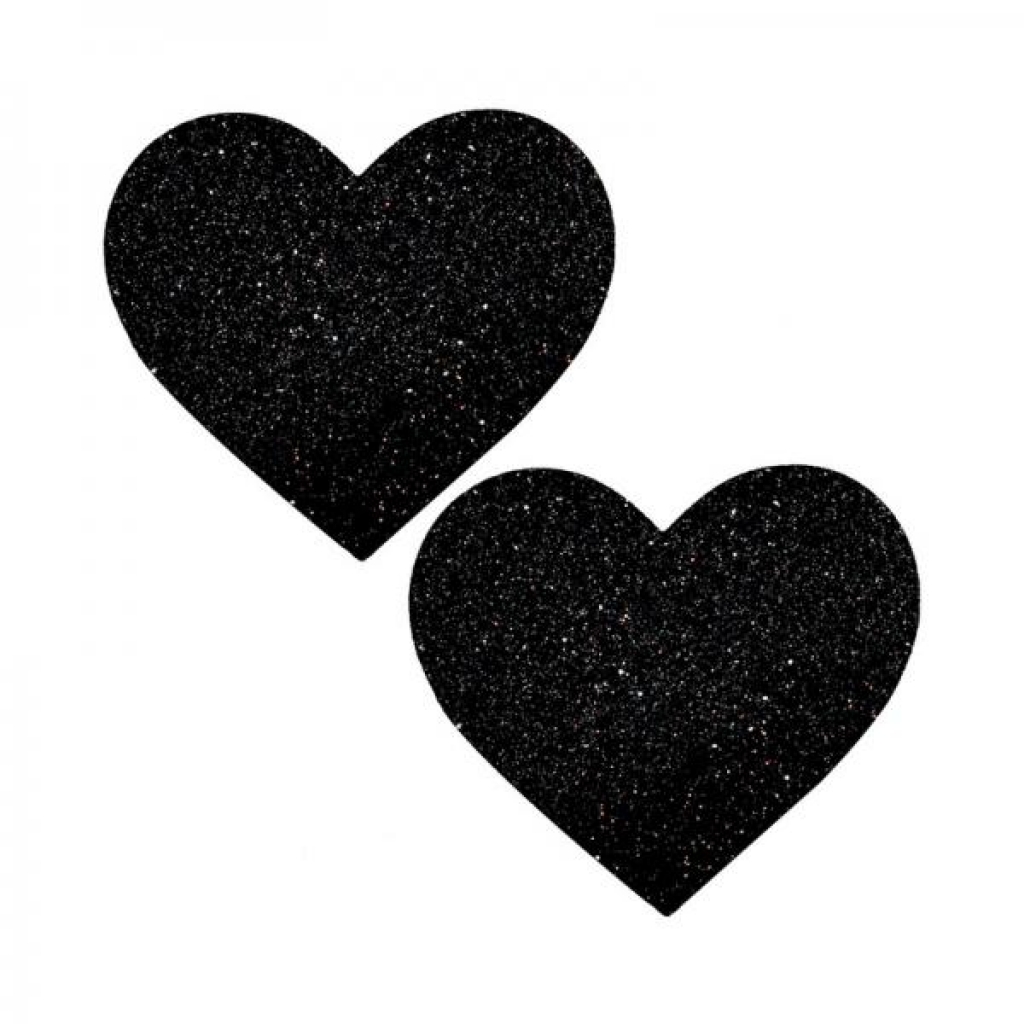 Neva Nude Black Malice Queen Status Plus Size Black Glitter Heart Nipple Pasties - Pasties, Tattoos & Accessories