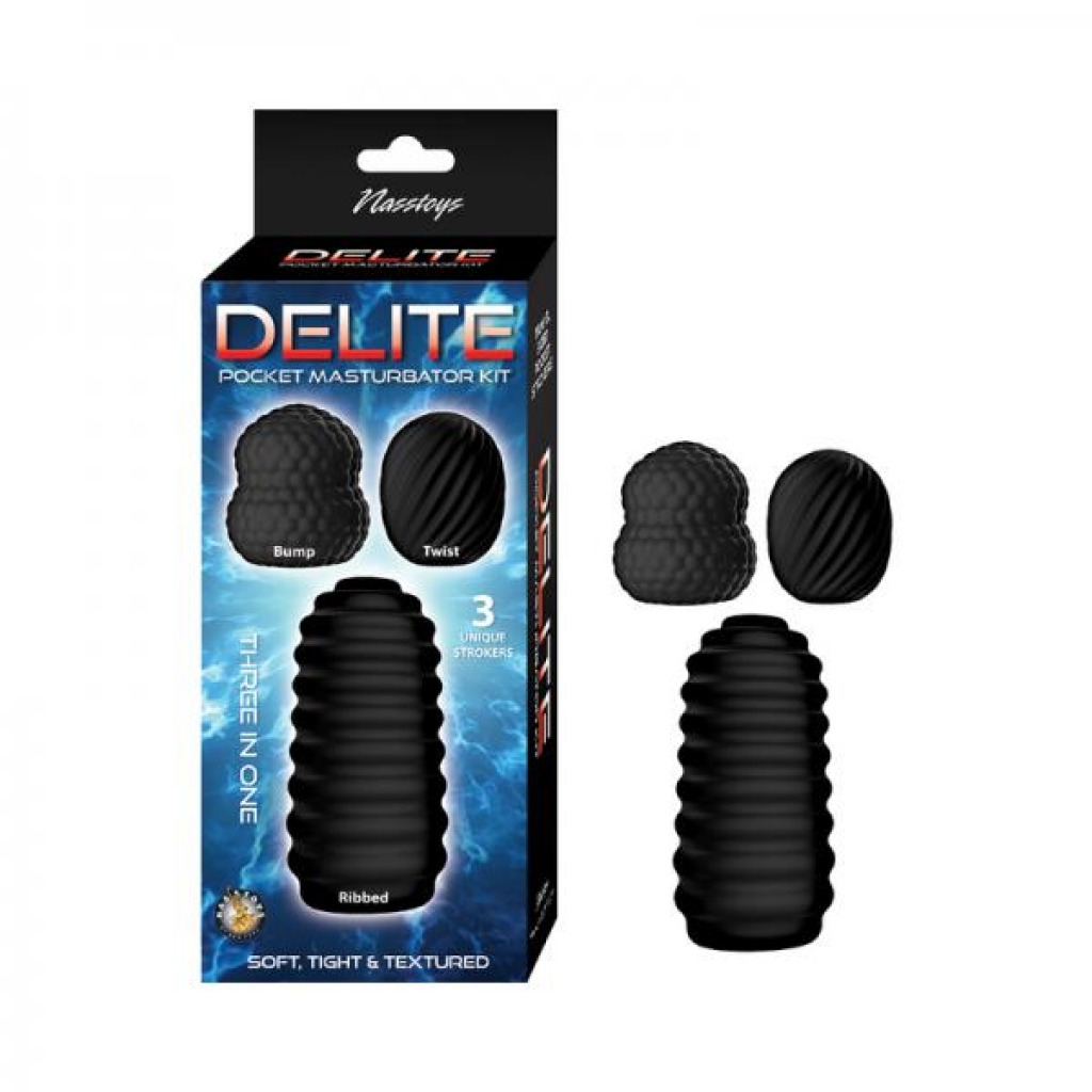 Delite Pocket Masturbator Kit Black - Masturbation Sleeves