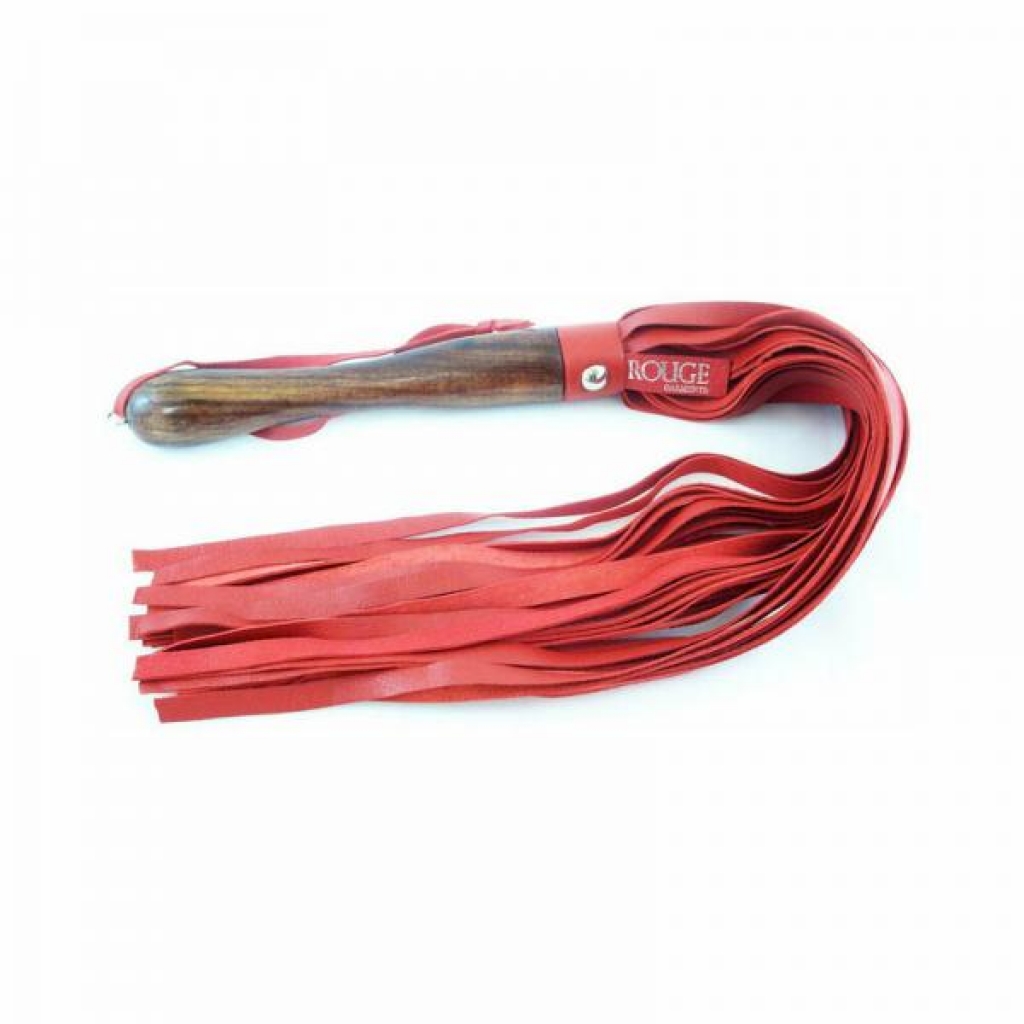 Rouge Wooden Handle Leather Flogger - Red