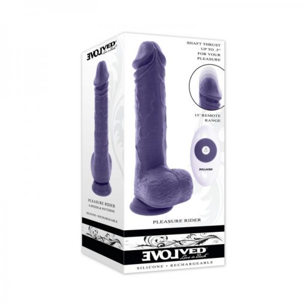 Evolved Pleasure Rider Rechargeable Dildo With Remote - Silicone Purple