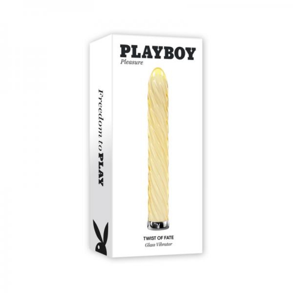 Playboy Twist of Fate Rechargeable Glass Vibrator in Yellow