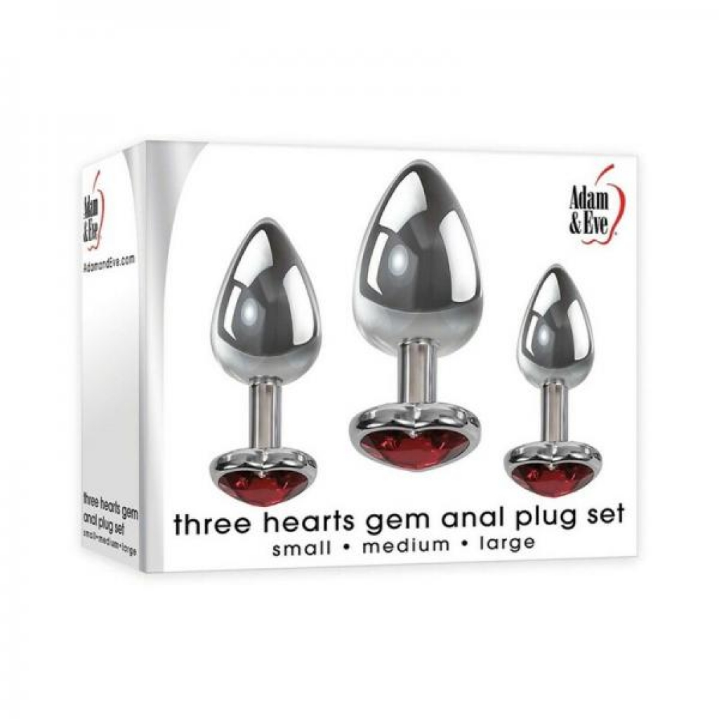 Adam & Eve Three Hearts Gem Anal Plug Set - Anal Plugs