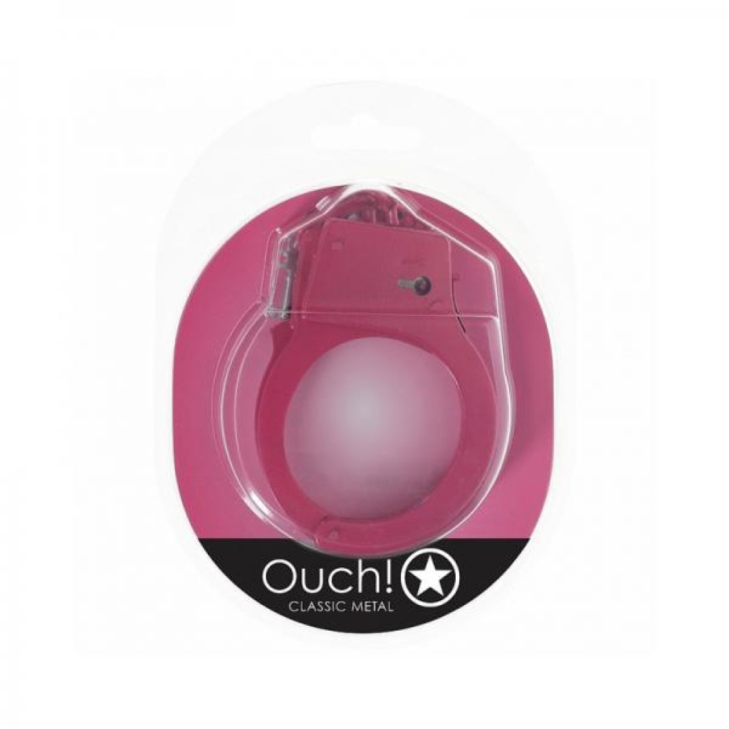 Ouch! Classic Metal Handcuffs Pink - Kinky Fun