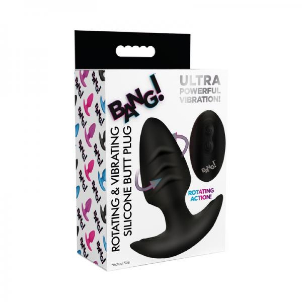 Remote-Controlled Rotating & Vibrating Silicone Butt Plug - Sleek Black