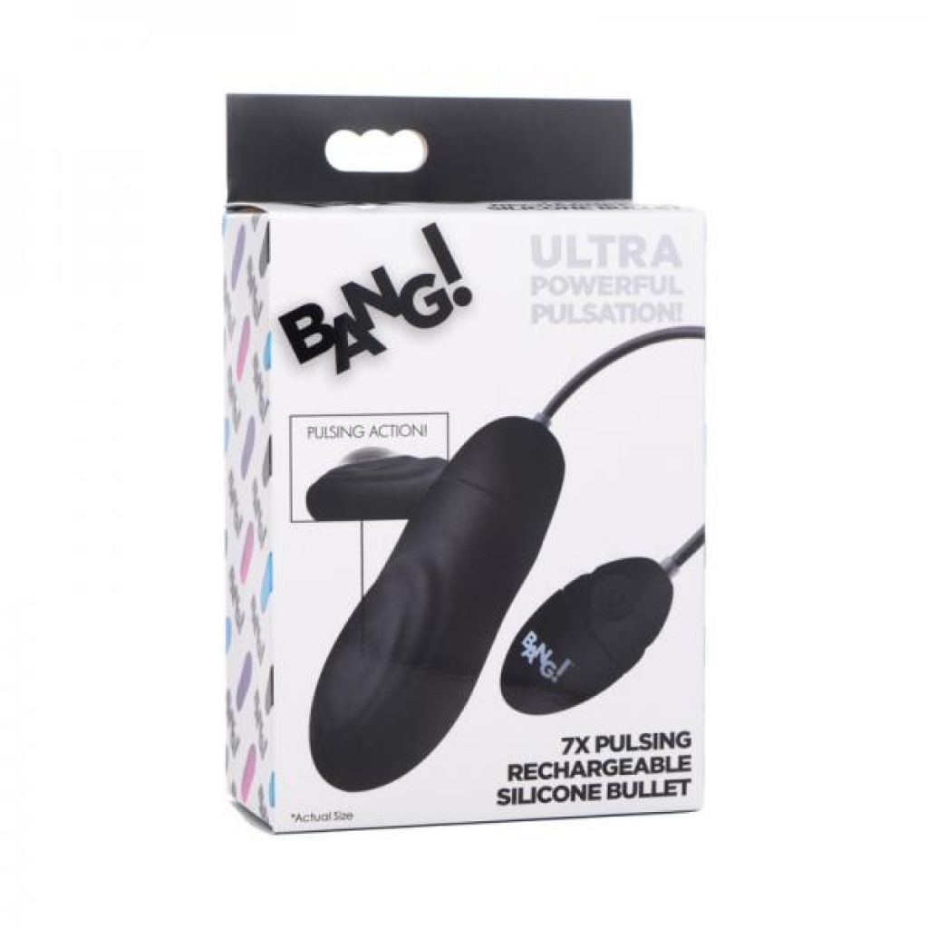 Bang! 7x Pulsing Rechargeable Silicone Bullet in Black