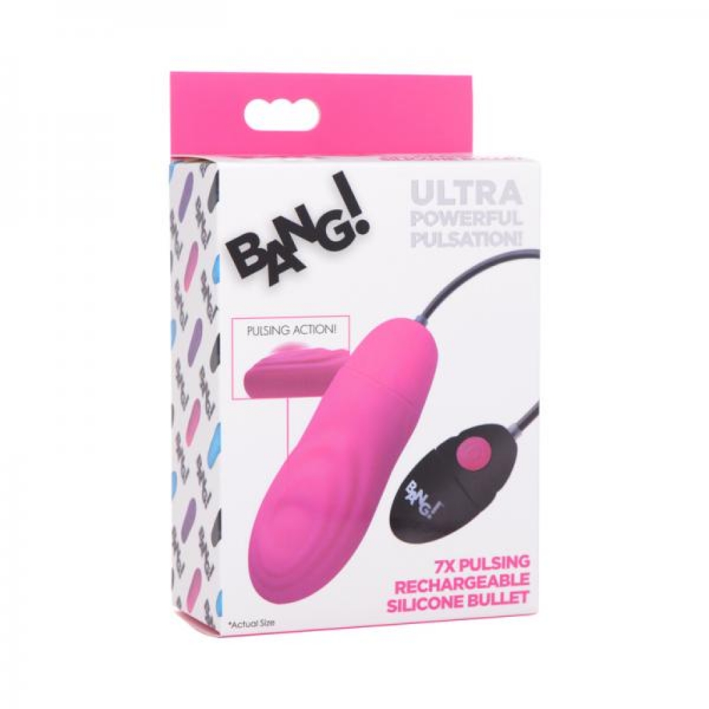 Bang! 7x Pulsing Rechargeable Silicone Bullet in Pink