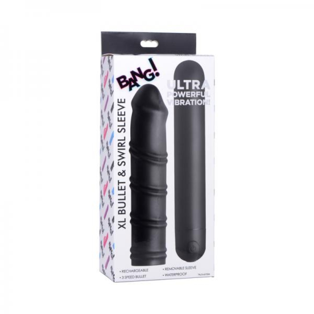 Bang! XL Bullet & Swirl Silicone Sleeve in Black