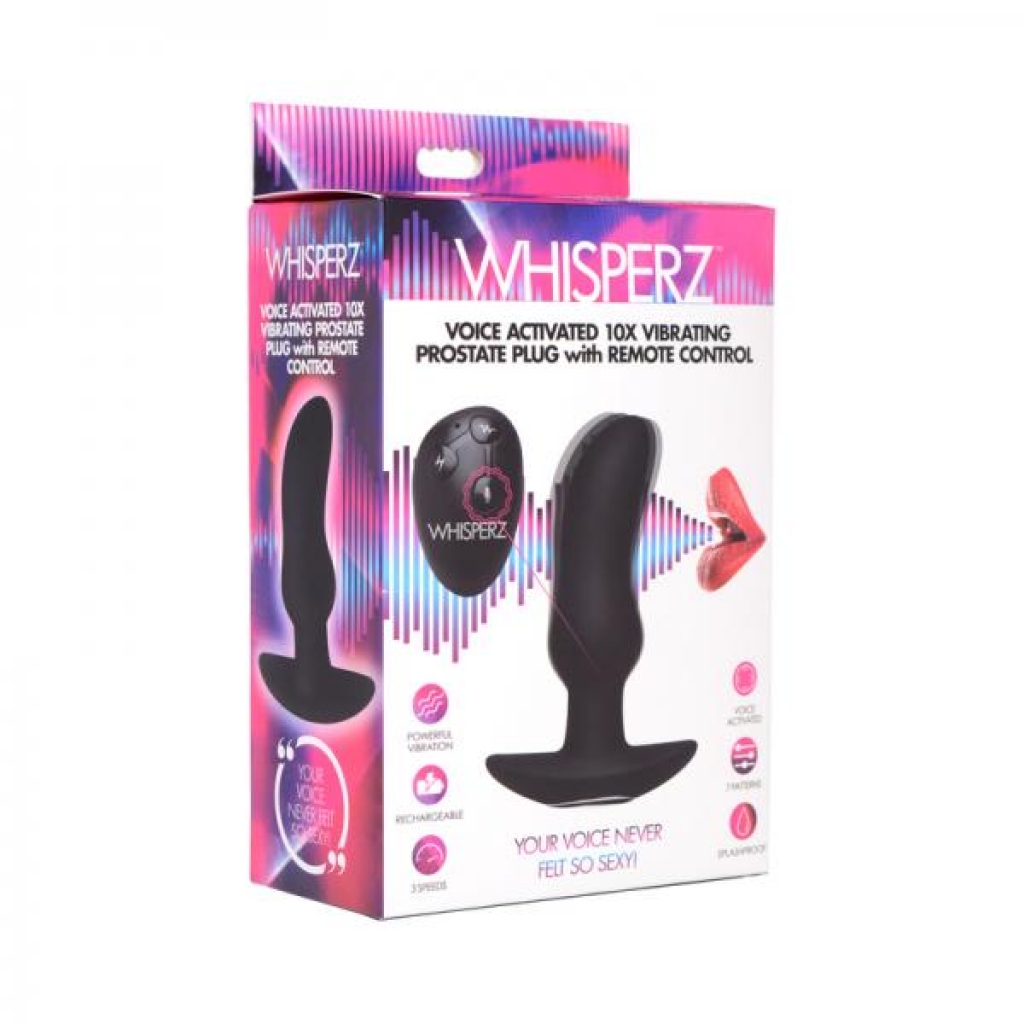 Whisperz Voice Activated 10x Vibrating Prostate Plug with Remote Control