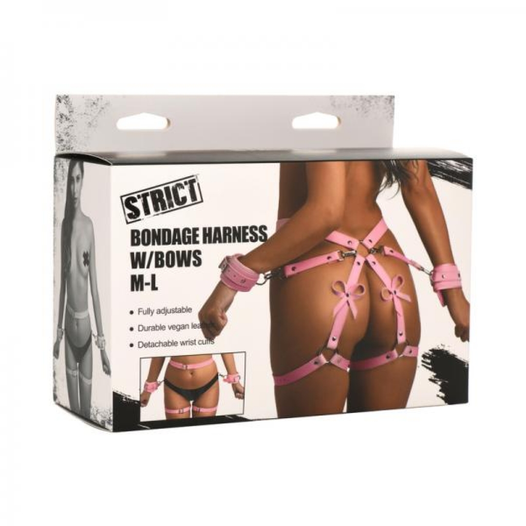 Strict Bondage Harness With Bows - Pink - M/L